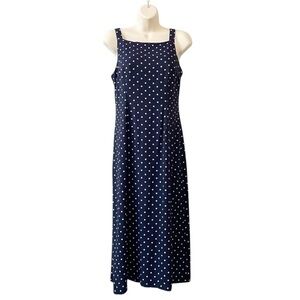 Vintage Y2K 90s Helene Blake Womens Sz Med Polka Dot Midi Sleeveless Square Neck